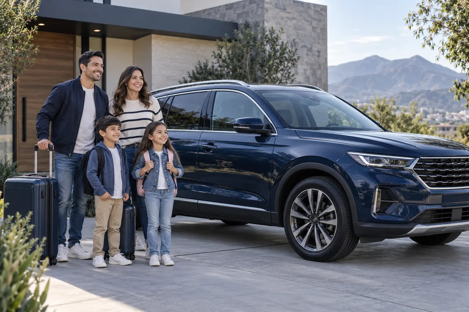 Familia protegida con su seguro de auto